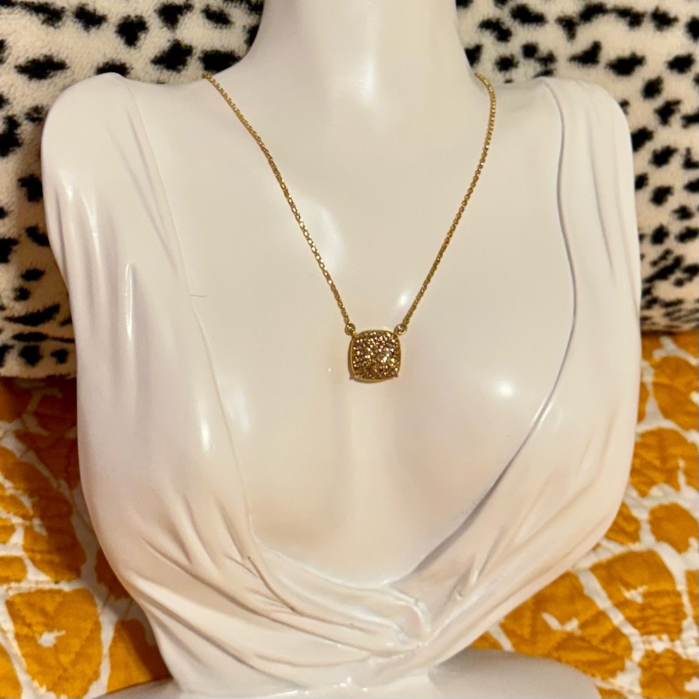 Kate Spade Square Pave Pendant Necklace Yellow Gold - Picture 4 of 6